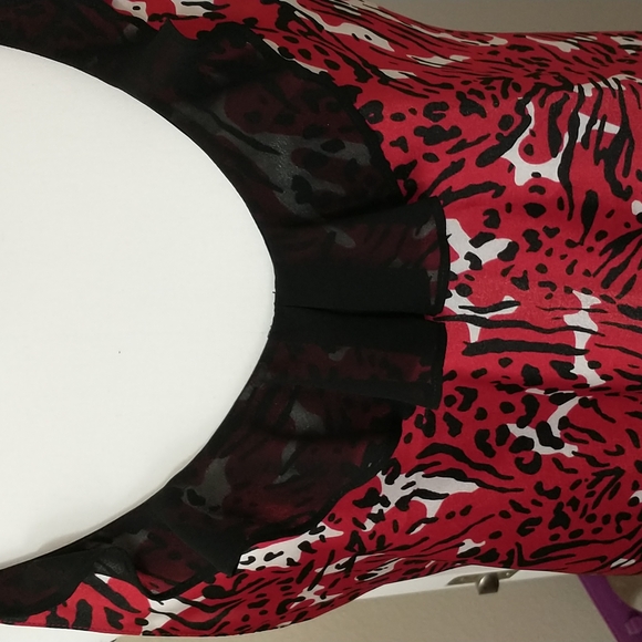 Oscar de la Renta pink label SZ L red and black sleepwear  gown nighty - Picture 3 of 6